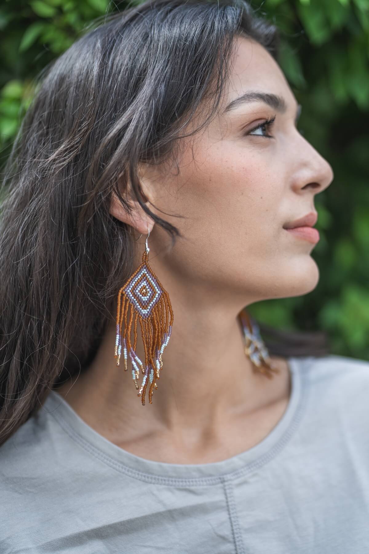 Beaded Earrings - Indian Copper - Image 2