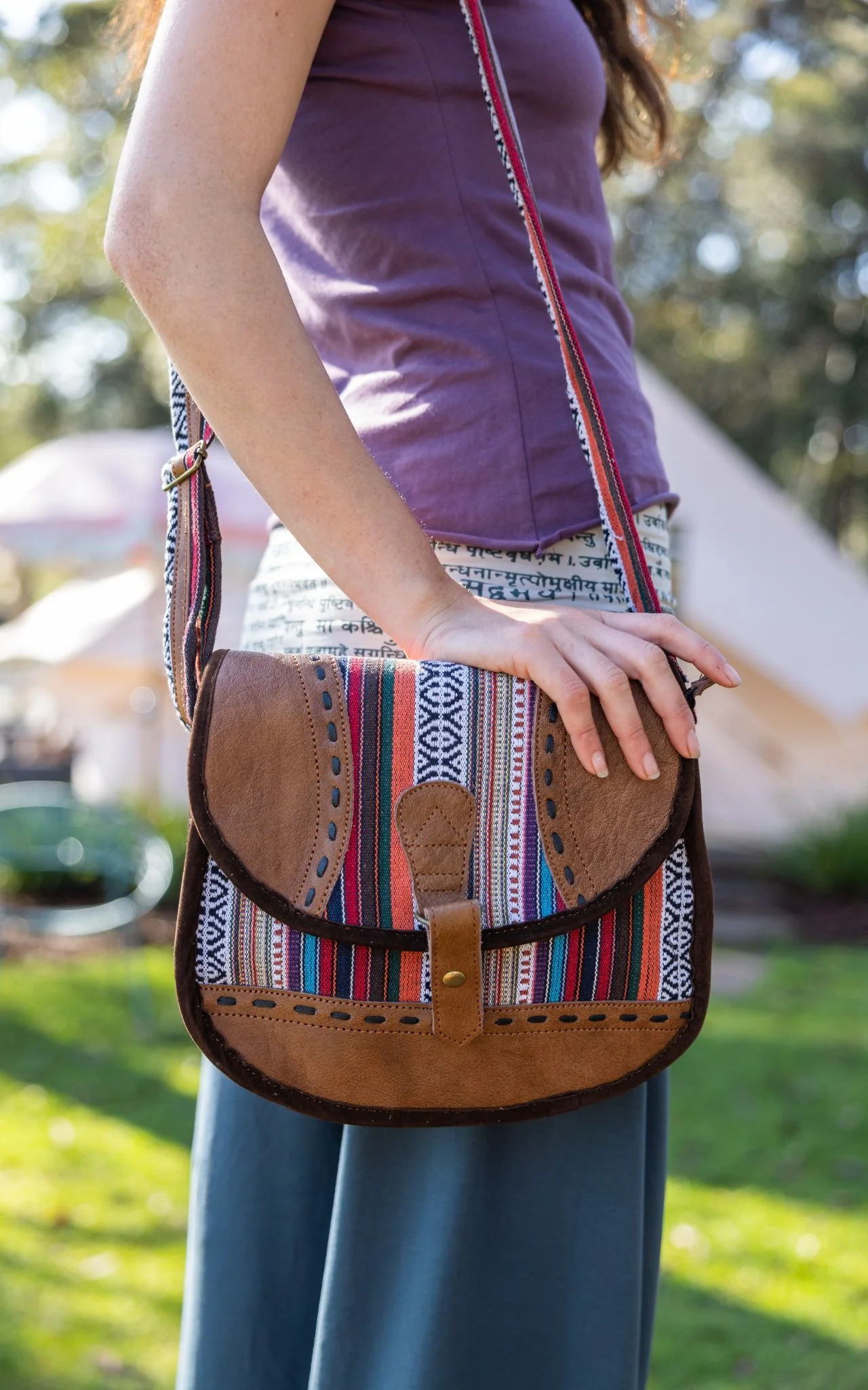 Buffalo Leather & Cotton Bag - Morlaix