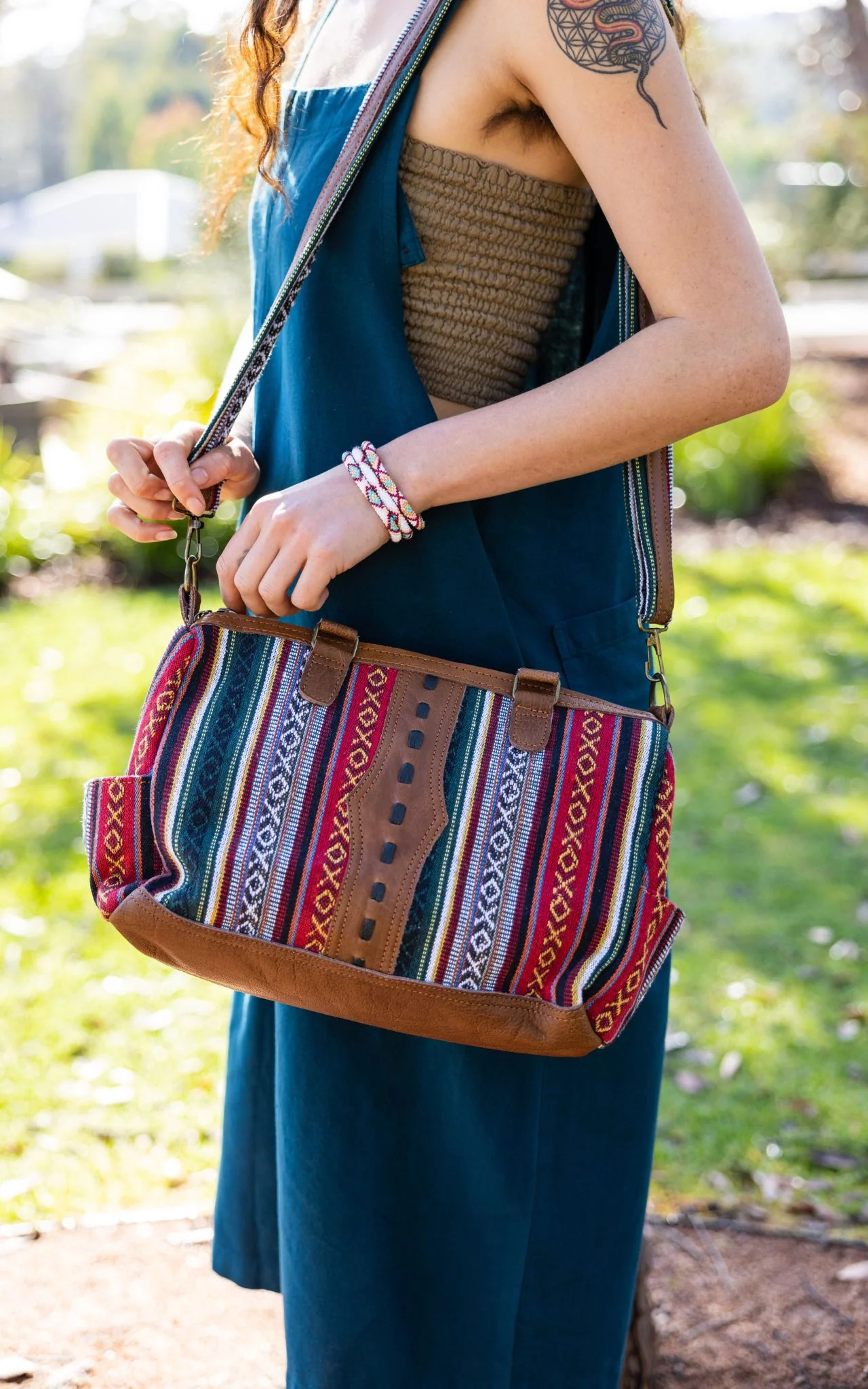 Buffalo Leather & Cotton Bag - Yelen - Image 2