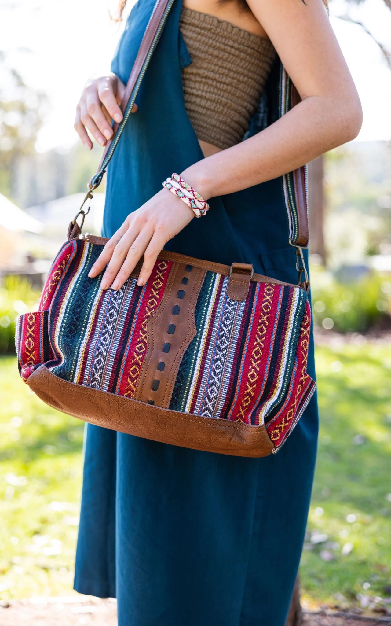 Buffalo Leather & Cotton Bag - Yelen - Image 3