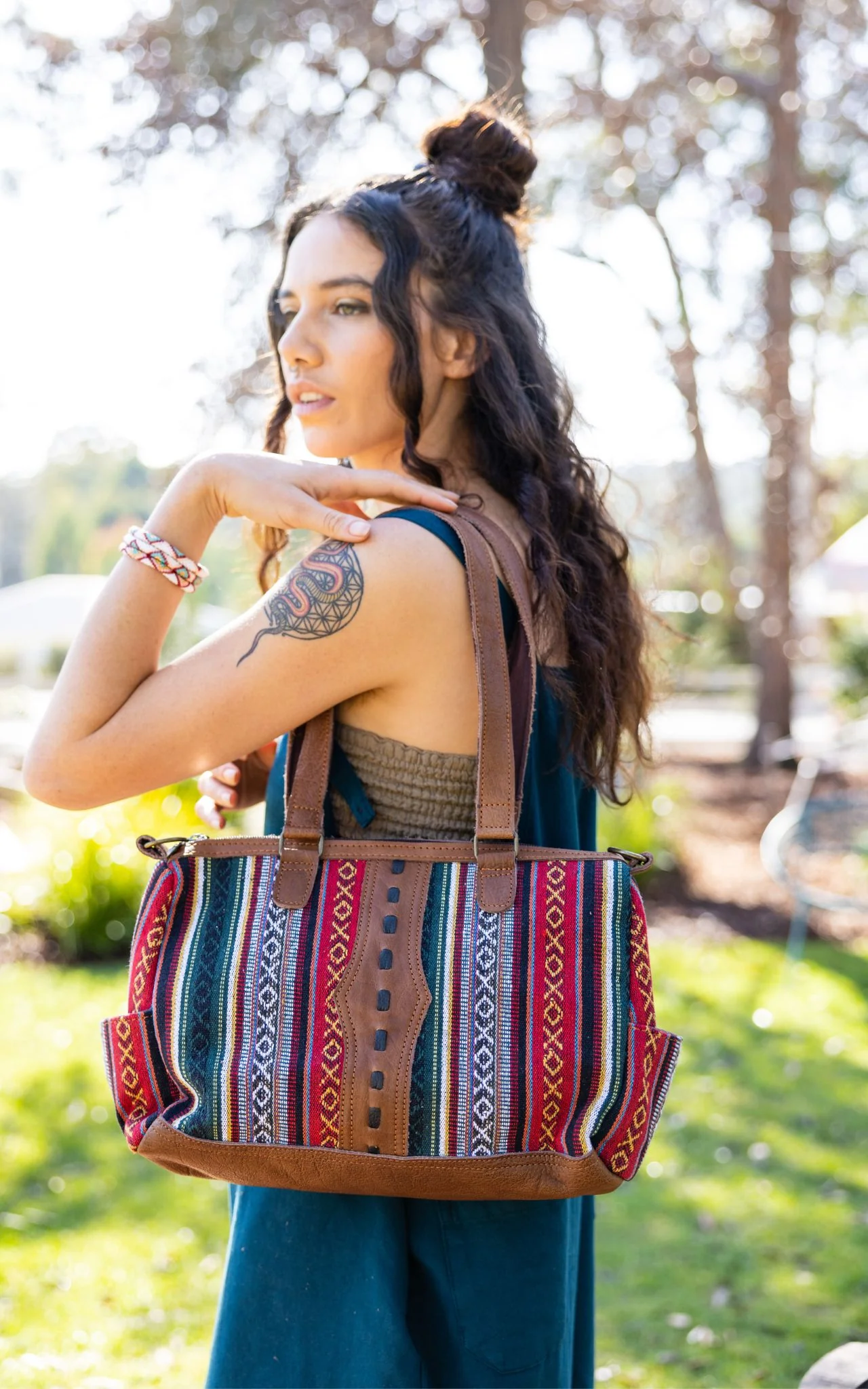 Buffalo Leather & Cotton Bag - Yelen - Image 4