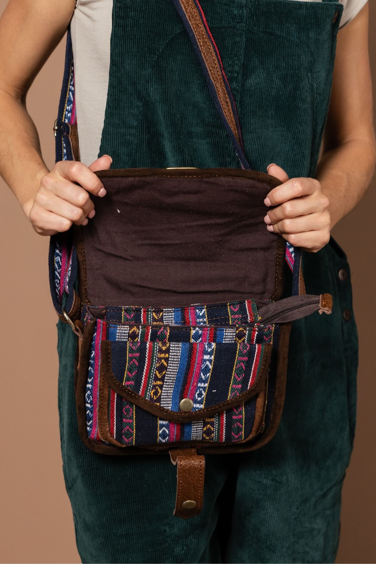 Buffalo Leather & Cotton Bag - Auray - Image 3