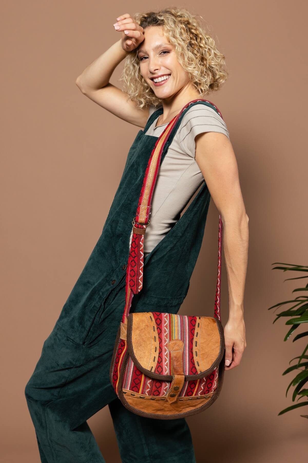 Buffalo Leather & Cotton Bag - Lesneven - Image 2