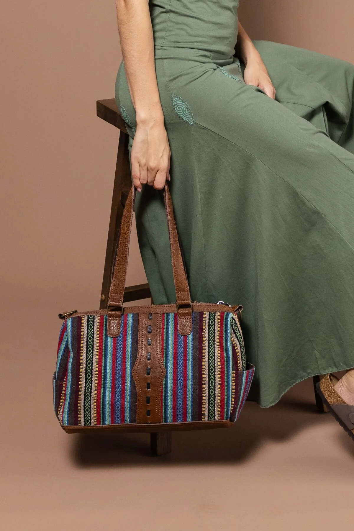 Buffalo Leather & Cotton Bag - Vannes