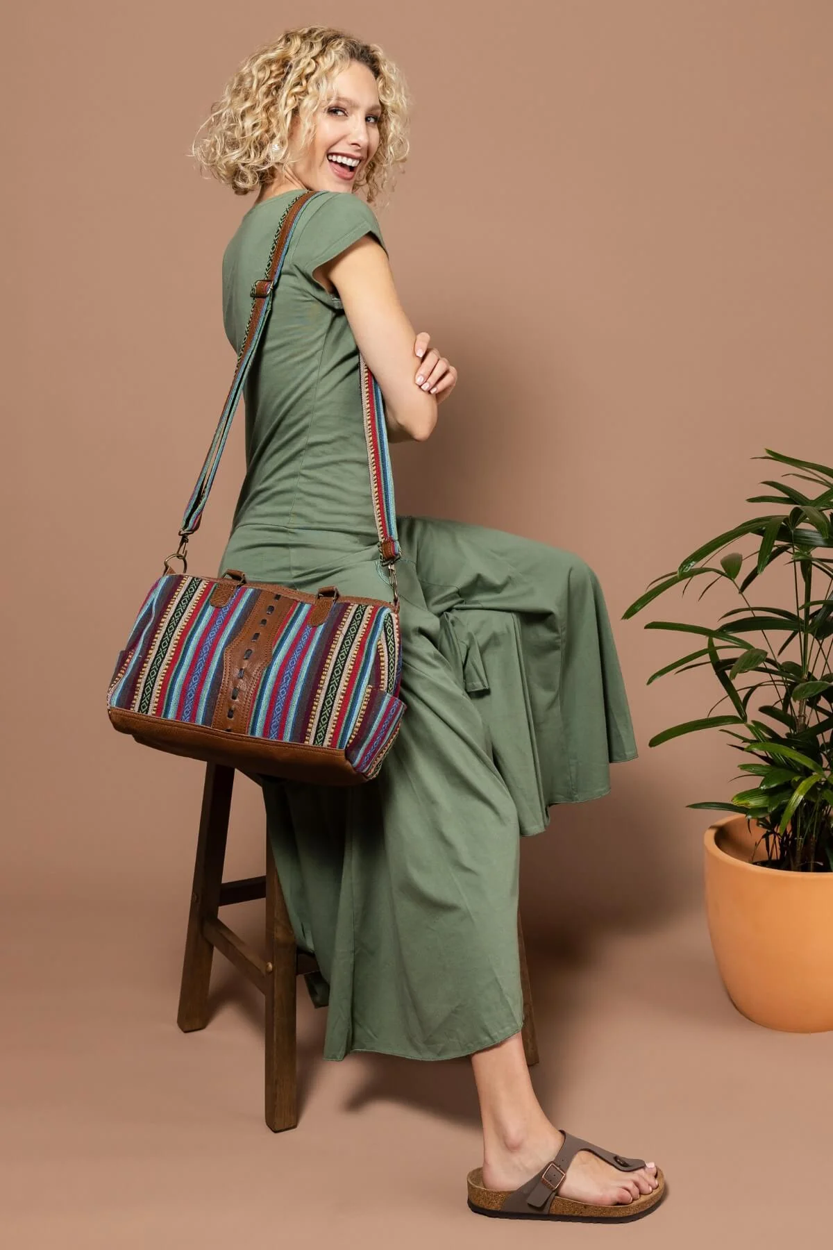 Buffalo Leather & Cotton Bag - Vannes - Image 2