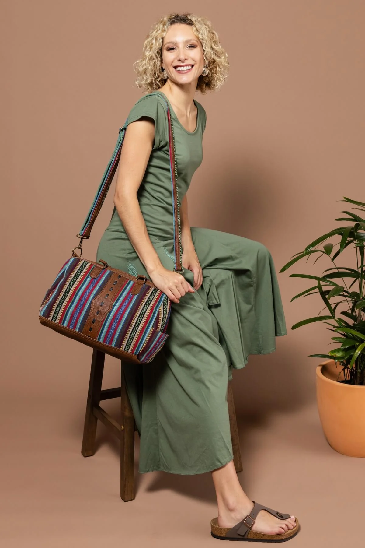 Buffalo Leather & Cotton Bag - Vannes - Image 3