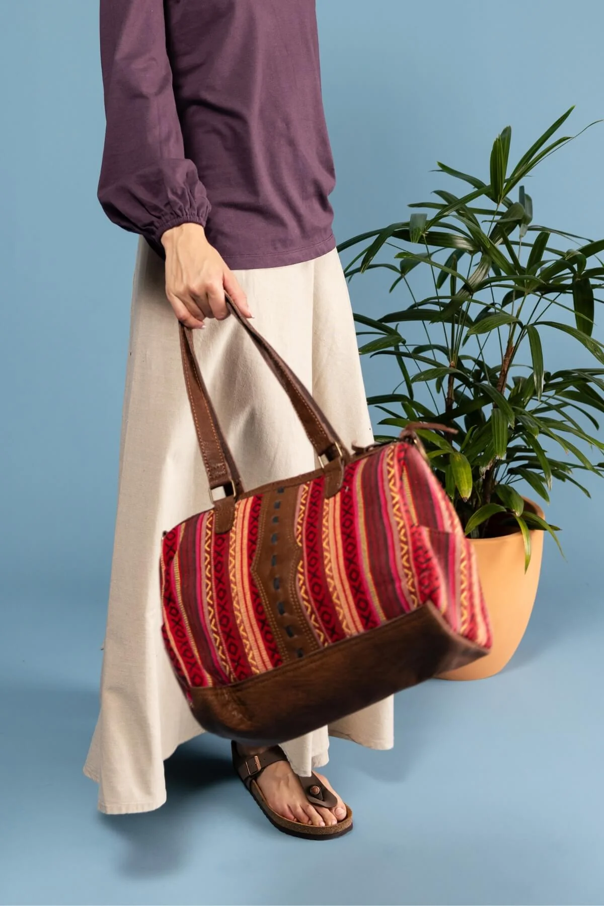 Buffalo Leather & Cotton Bag - Rennes