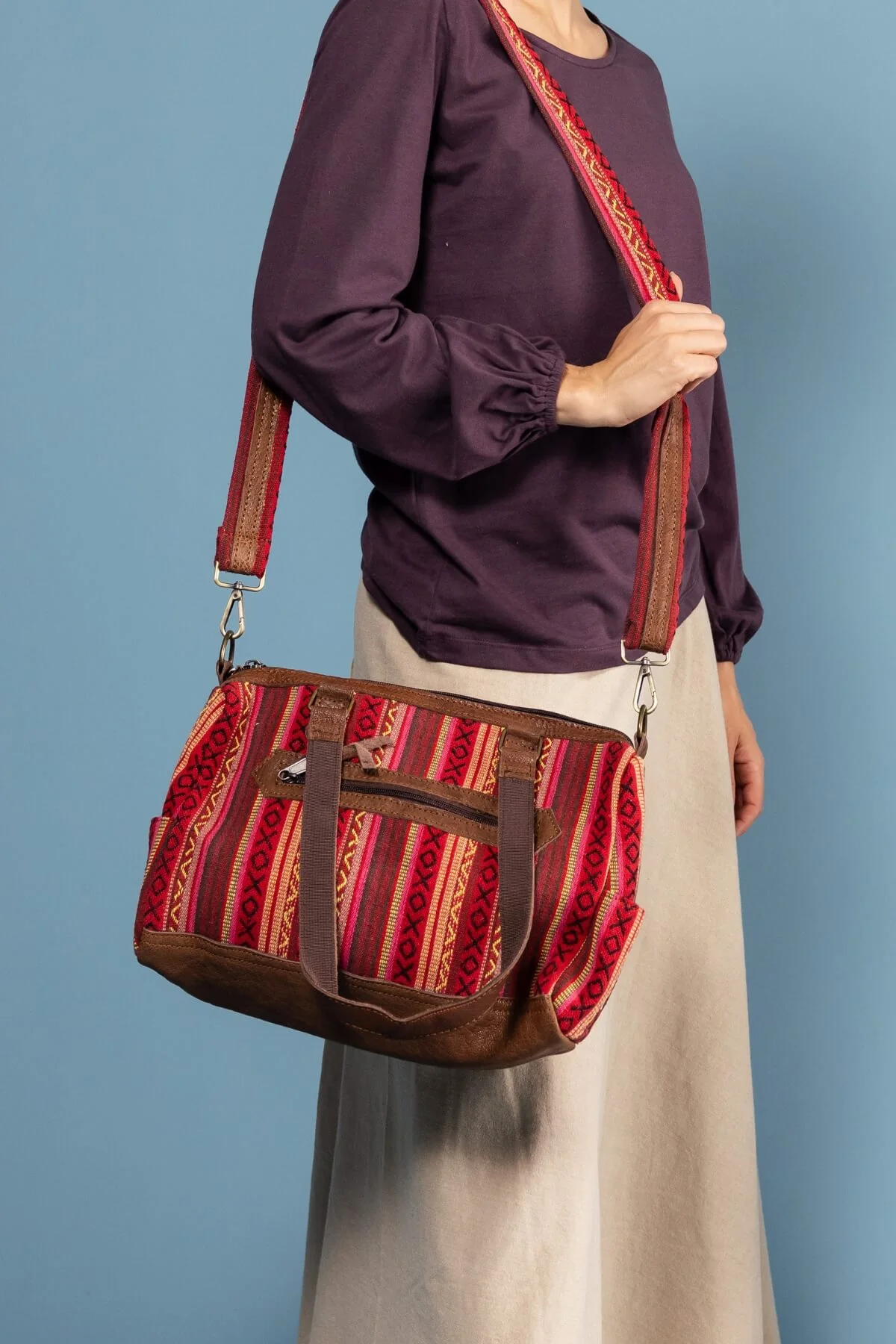 Buffalo Leather & Cotton Bag - Rennes - Image 4