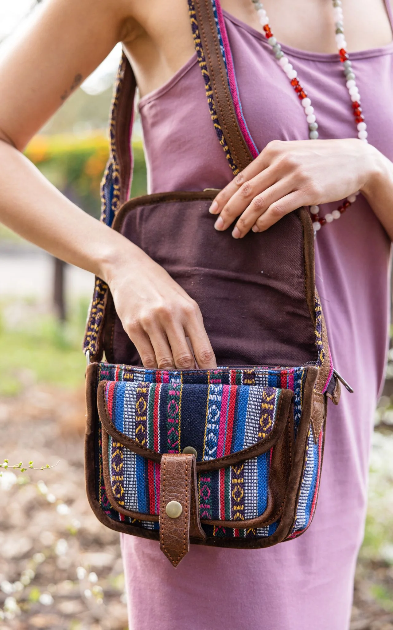 Buffalo Leather & Cotton Bag - Rohan - Image 2