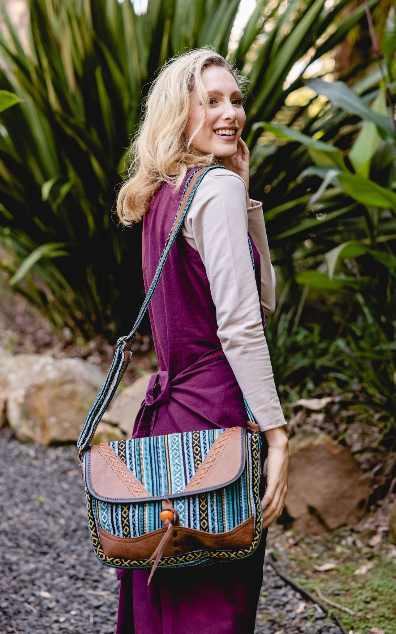 Buffalo Leather & Cotton Bag - Bretagne - Image 3