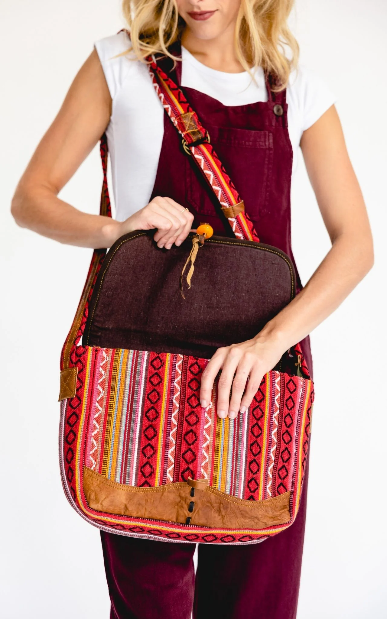 Buffalo Leather & Cotton Bag - Landéda - Image 3