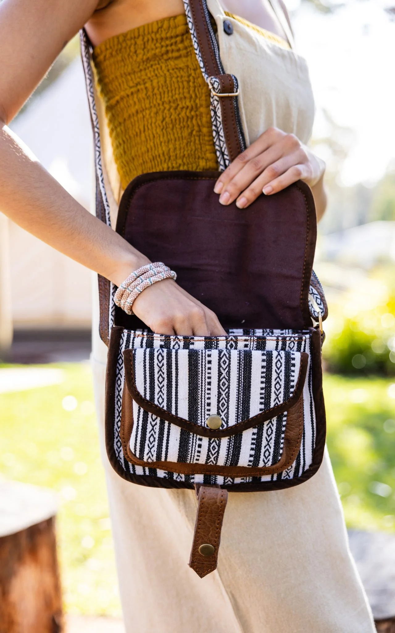 Buffalo Leather & Cotton Bag - Lorient - Image 3