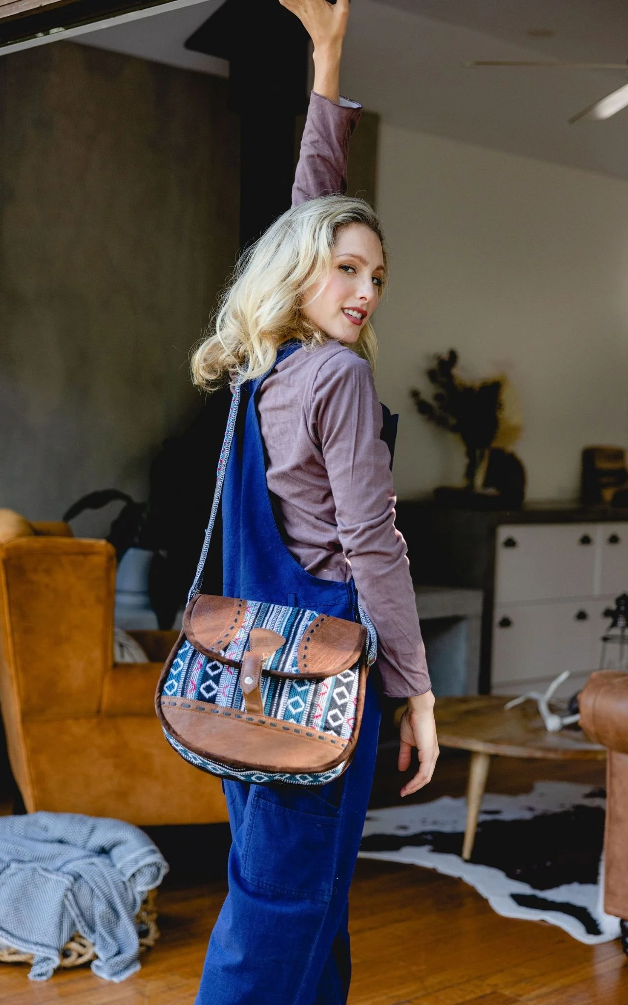 Buffalo Leather & Cotton Bag - Meneham