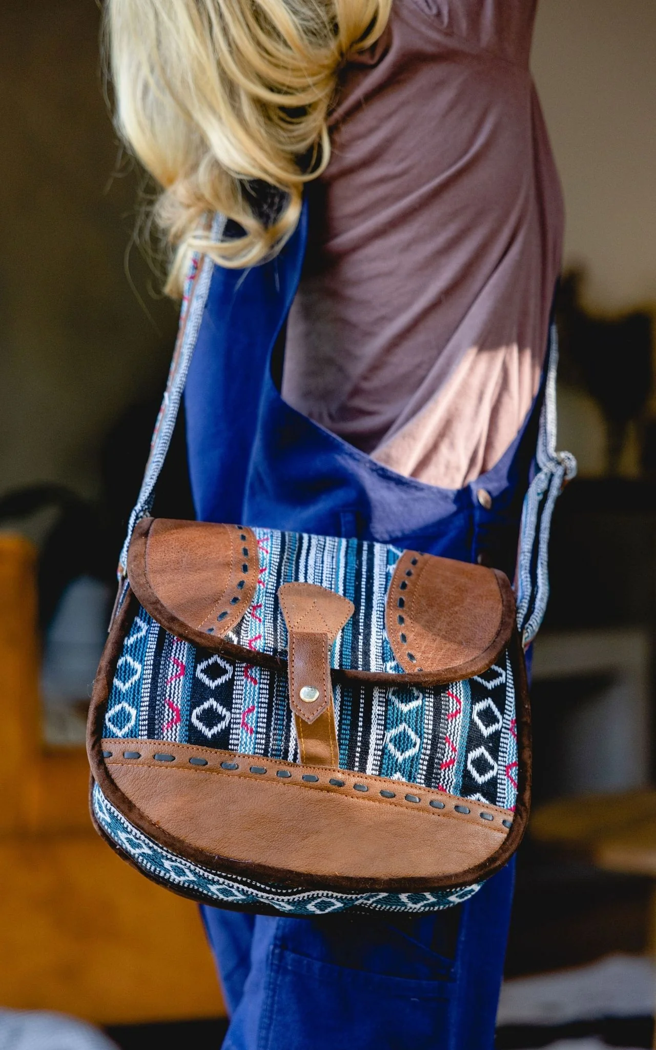 Buffalo Leather & Cotton Bag - Meneham - Image 2