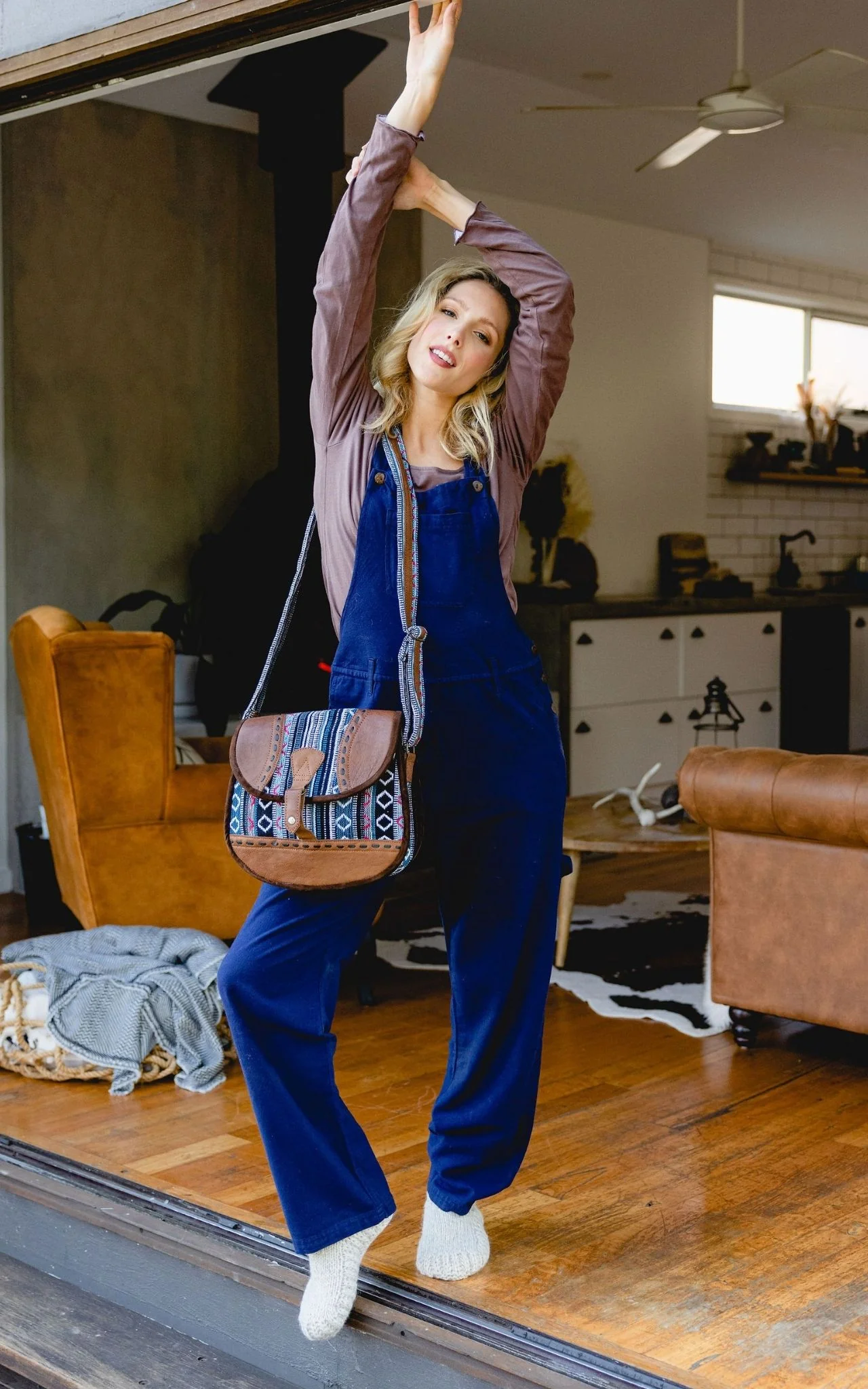 Buffalo Leather & Cotton Bag - Meneham - Image 3