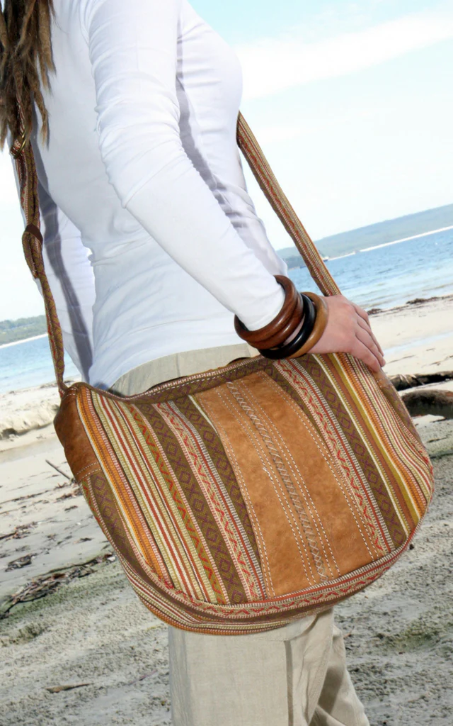 Buffalo Leather & Cotton Bag - Vannes - Image 2