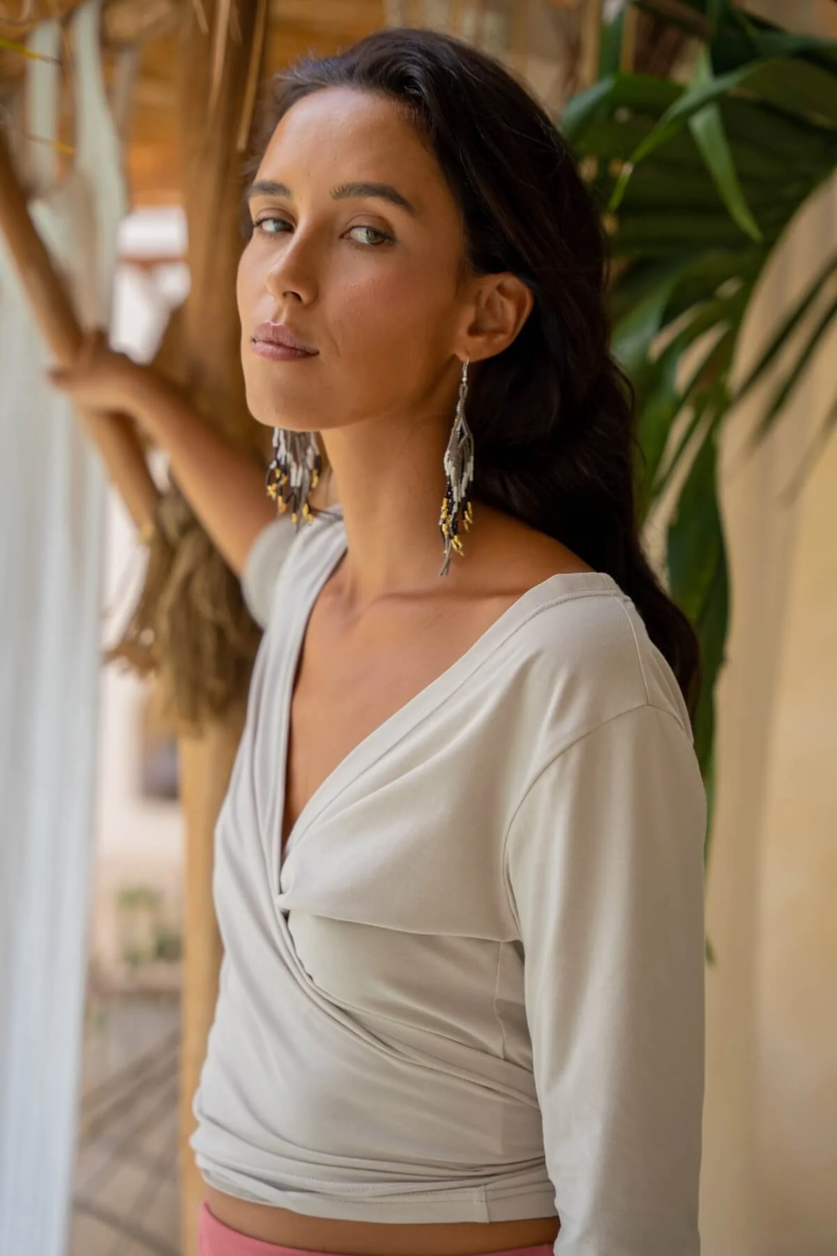 Beaded Earrings - Aztec Grey - Image 5