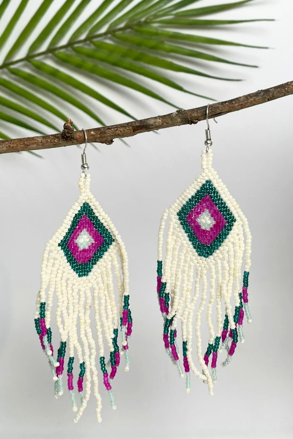 Beaded Earrings - Coconut Ice
