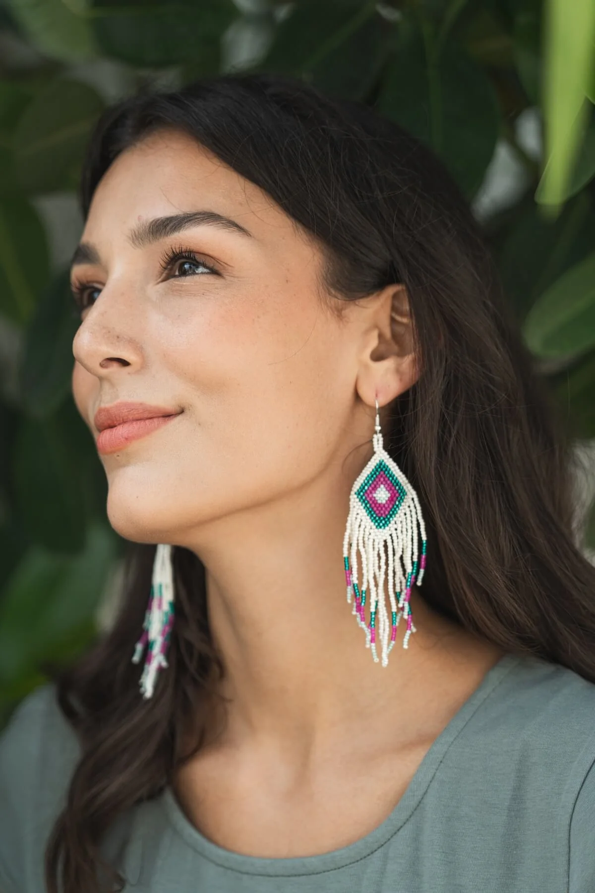 Beaded Earrings - Coconut Ice - Image 2