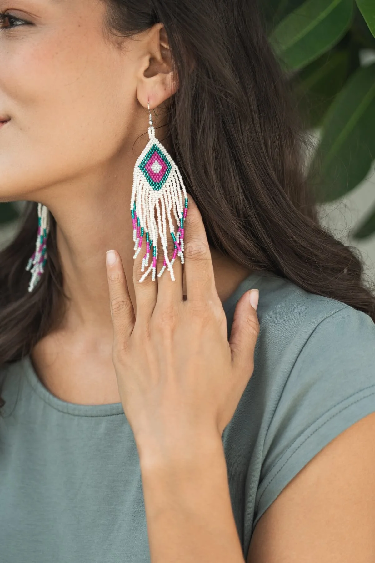 Beaded Earrings - Coconut Ice - Image 3