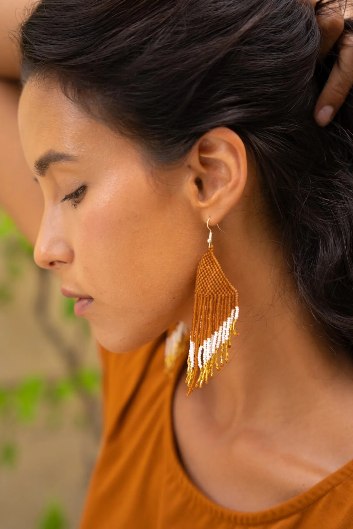 Beaded Earrings - Egyptian Gold - Image 3