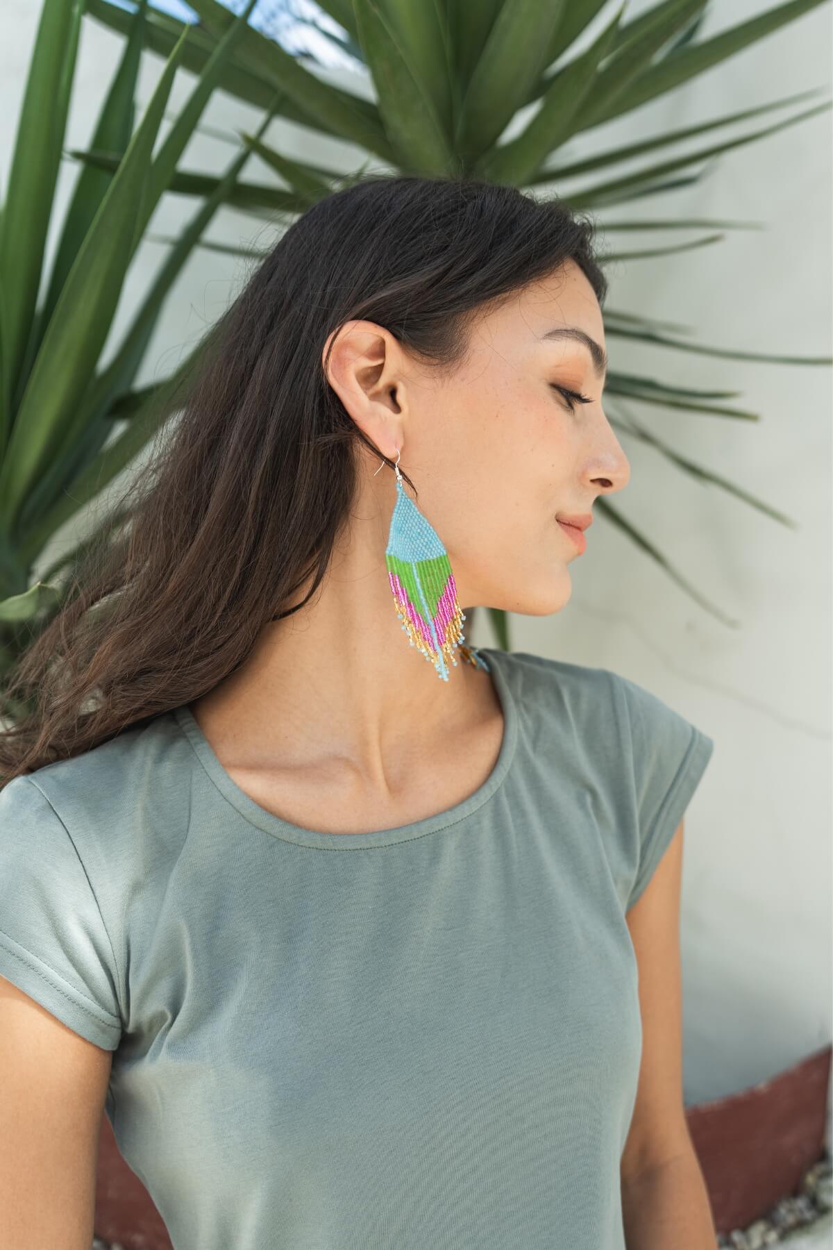 Beaded Earrings - Island Macaron - Image 2