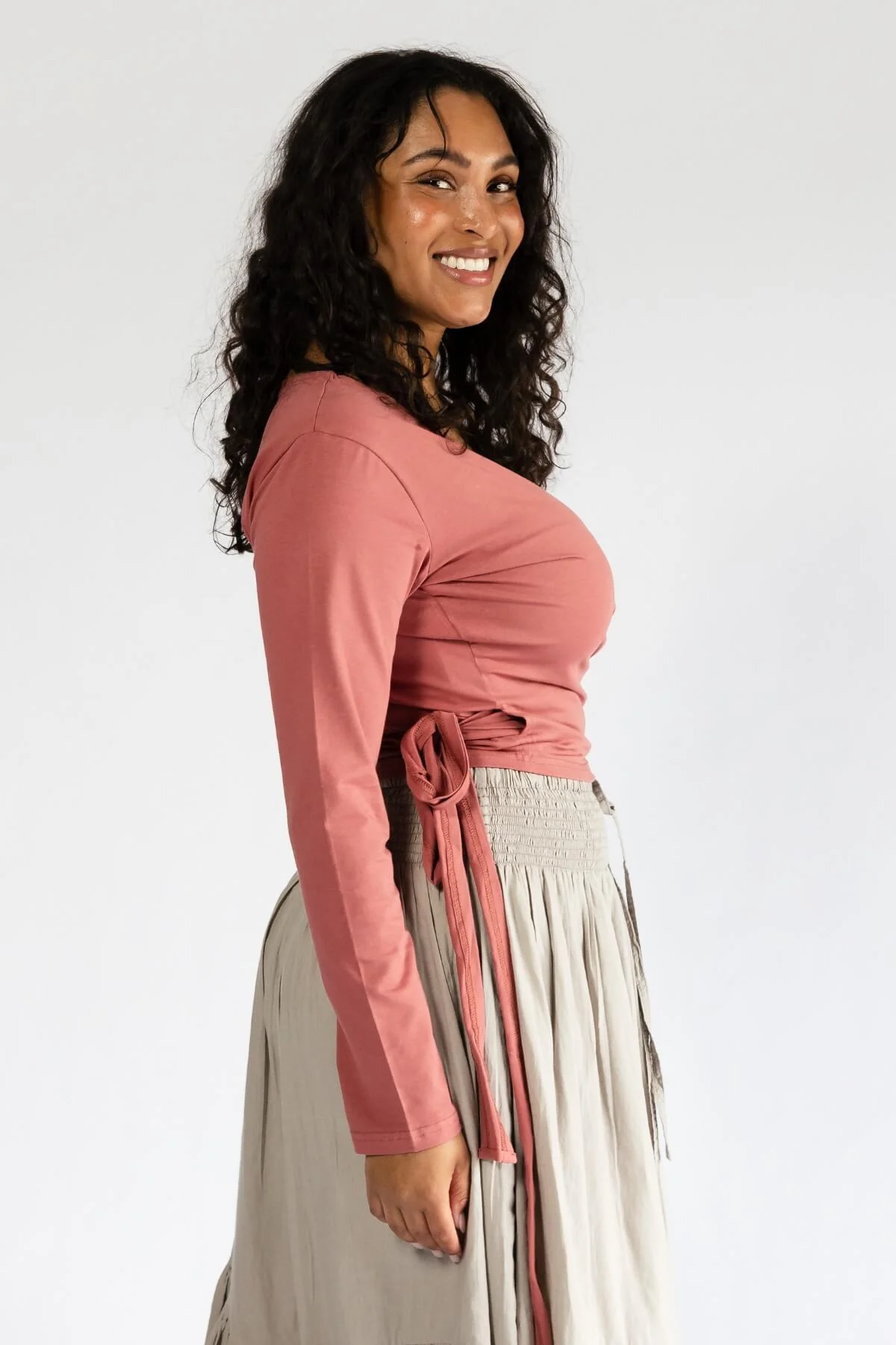 Organic Wrap Top Long Sleeve | Sundae - Image 3