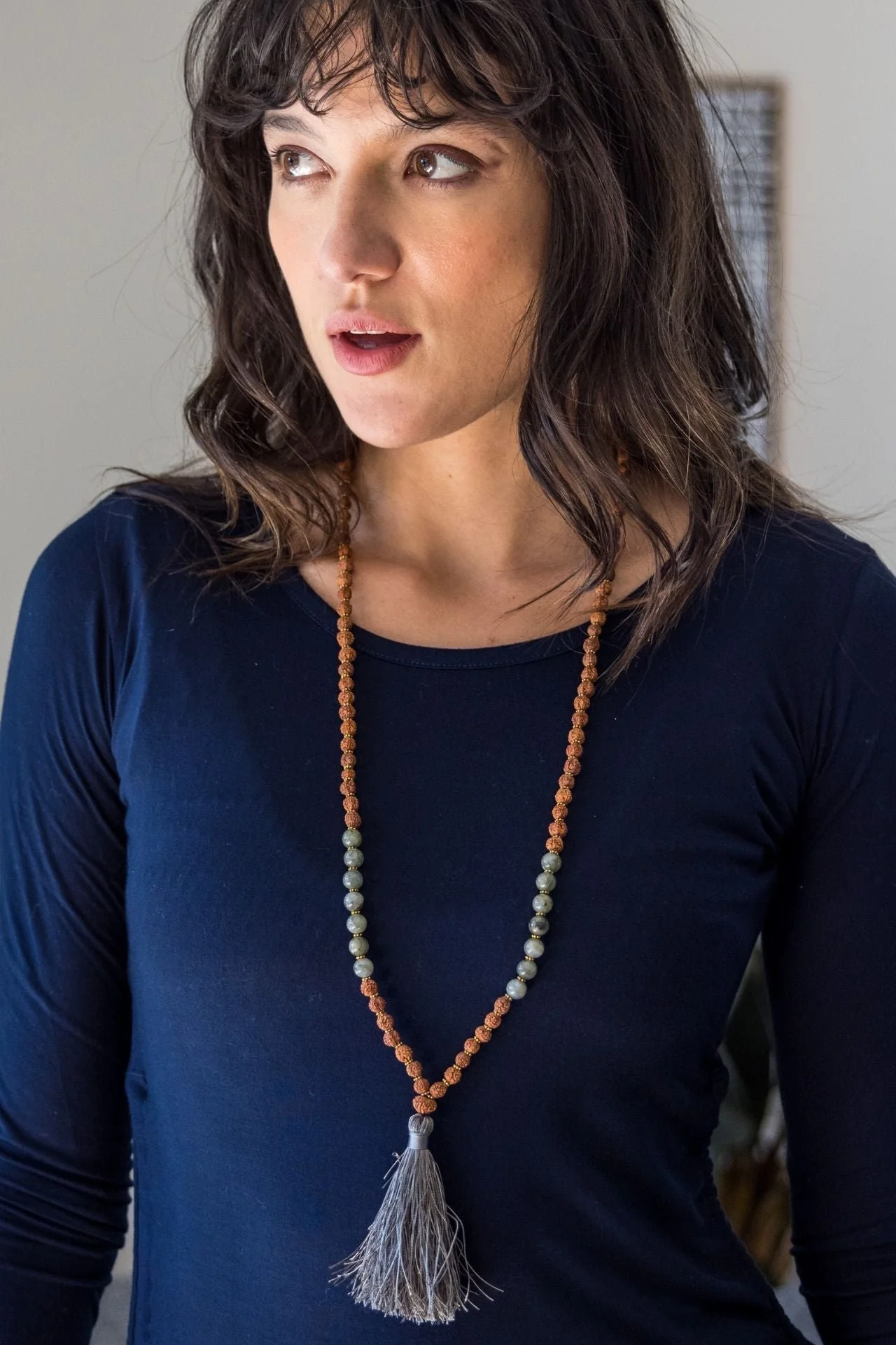 Rudraksha Seed Mala - Citron - Image 3