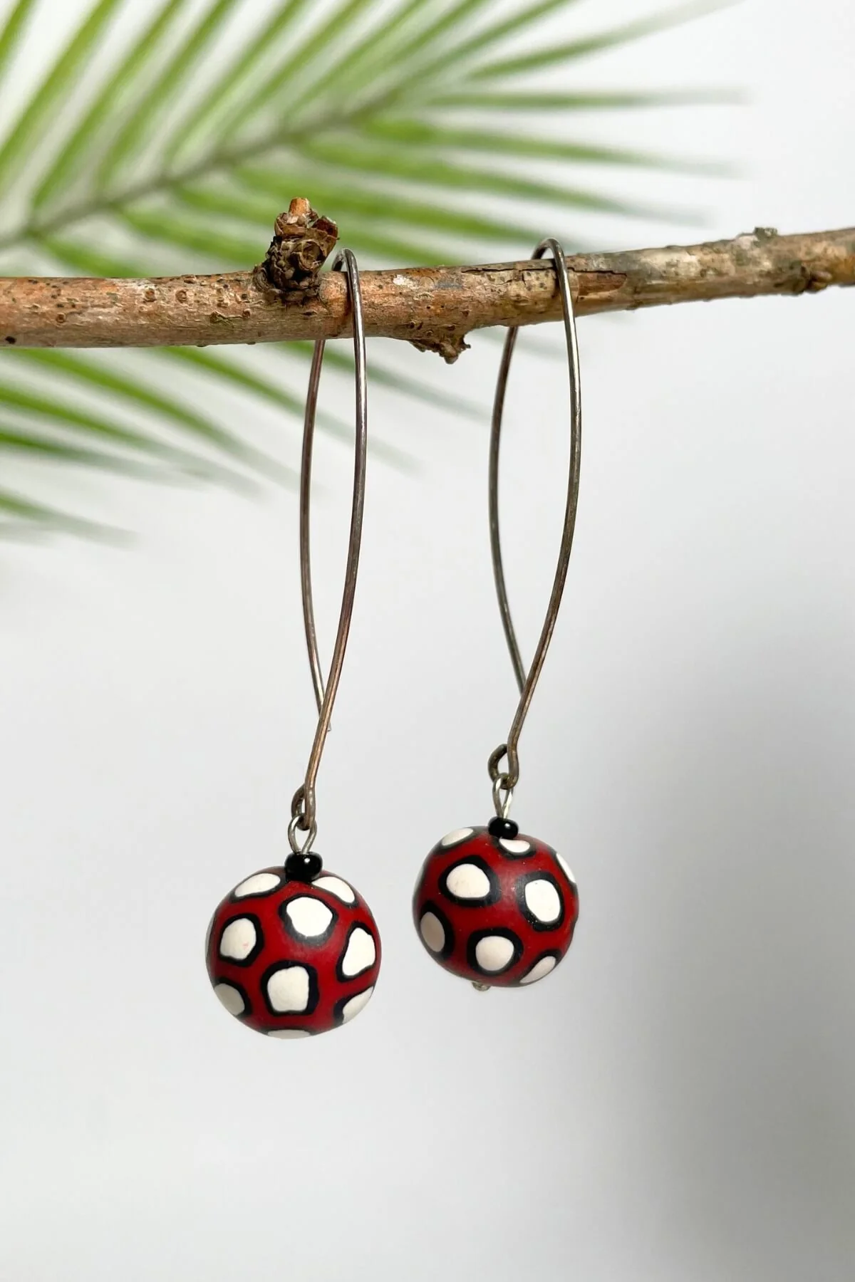 Single Drop Earrings - Maroon