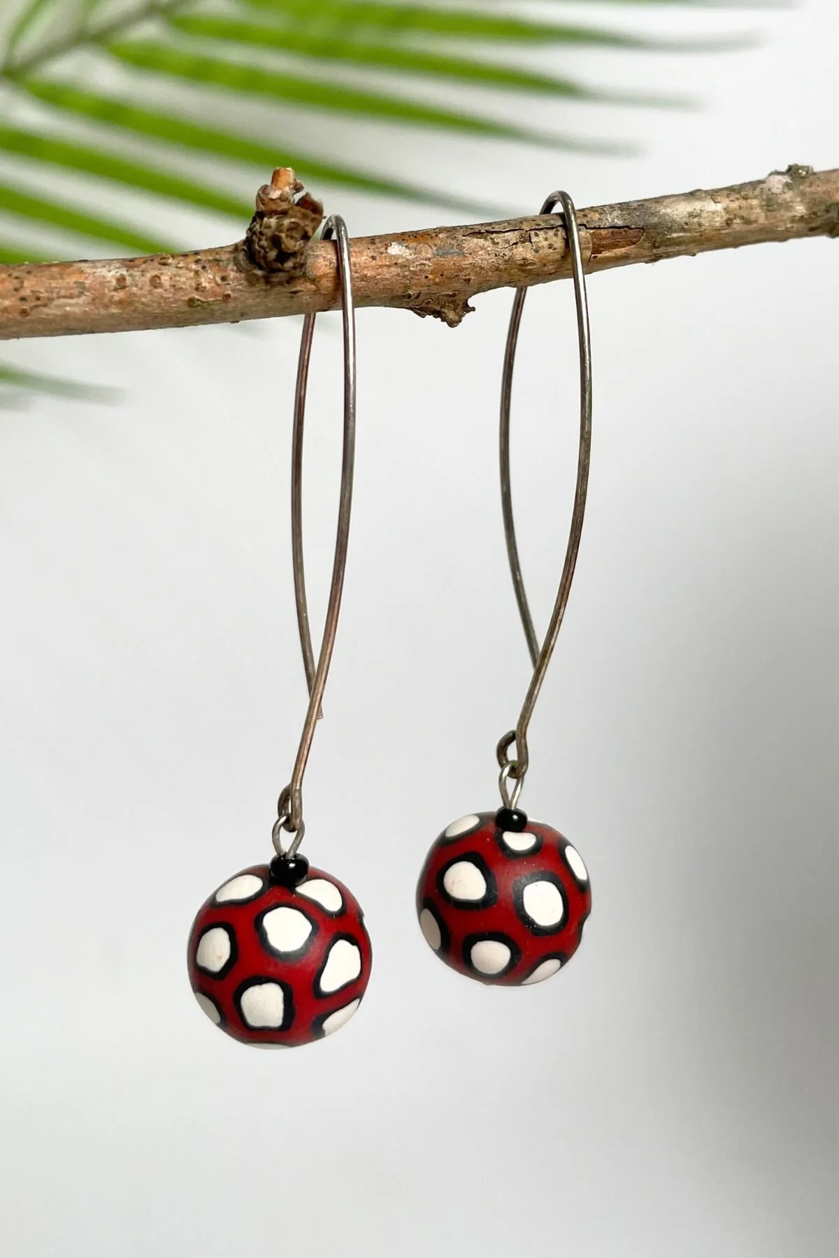 Single Drop Earrings - Maroon - Image 2